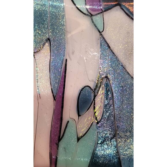 Fused Art Glass Trinket Tray Teal Purple Metalic - Picture 2 of 4